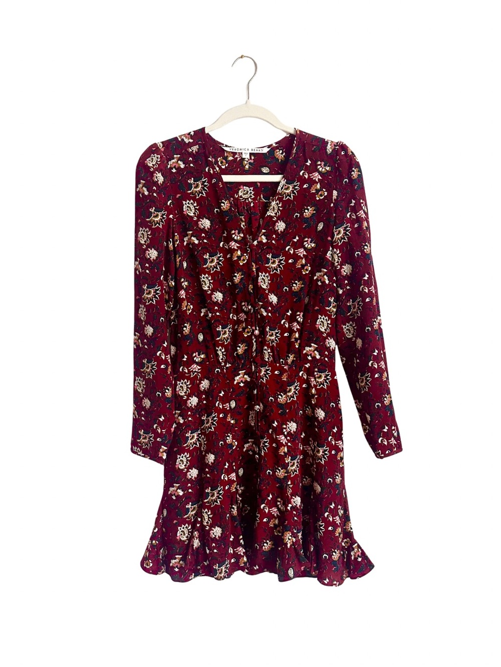 Veronica Beard NWOT Riggins Silk Dress Size 2 Bordeaux Burgundy Floral